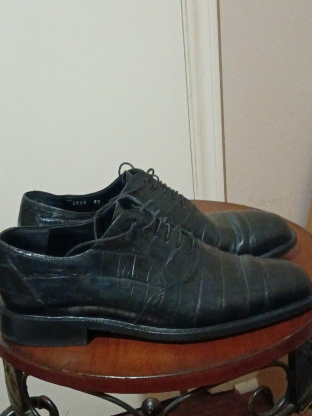 Mauri Leather Black/And Auth Alligator Dress Shoe Men's Size 9M Italy